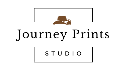 Logo for Journey Prints Studio with a hat icon on a white background